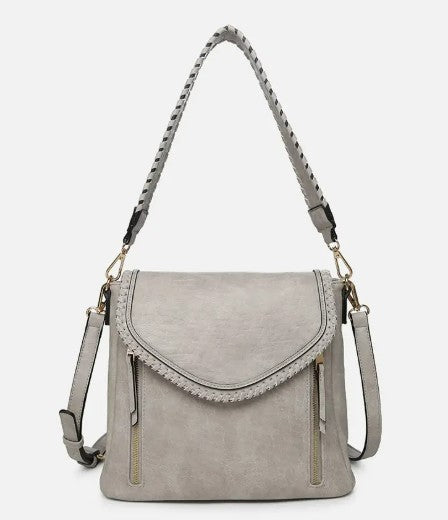 Lorelei Double Zip Whipstitch Trim Crossbody