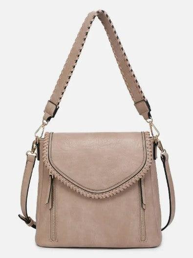 Lorelei Double Zip Whipstitch Trim Crossbody