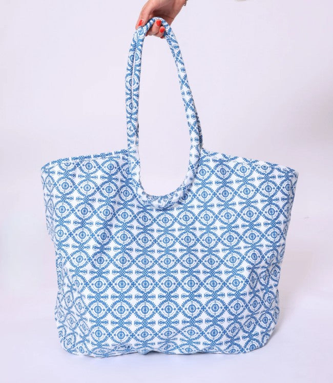 Weekender Bag Blue Floral Lace Includes Monogram