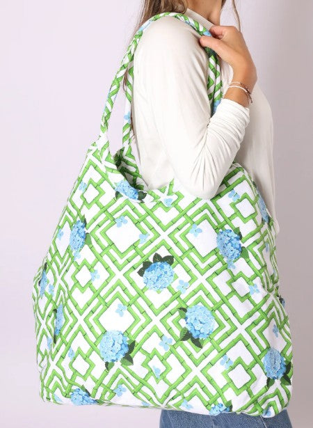 Weekender Bag Hydrangea Bamboo Includes Monogram