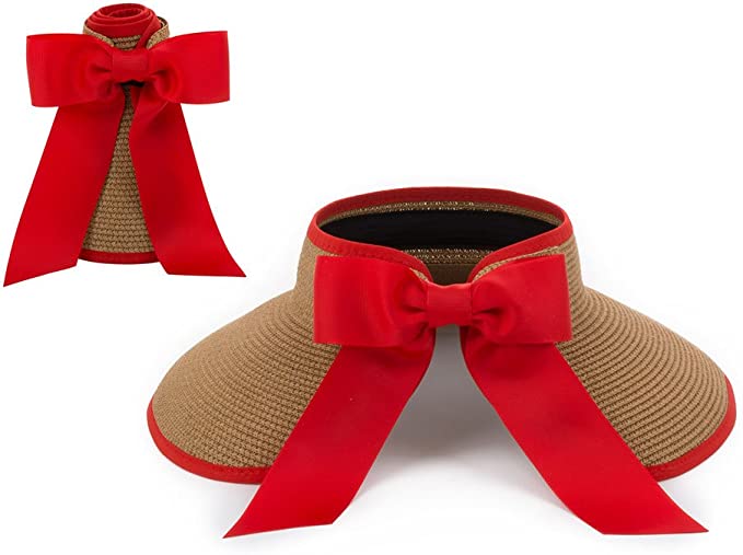 Straw Ribbon Sun Visors