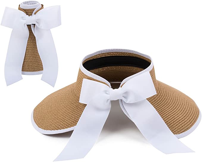 Straw Ribbon Sun Visors