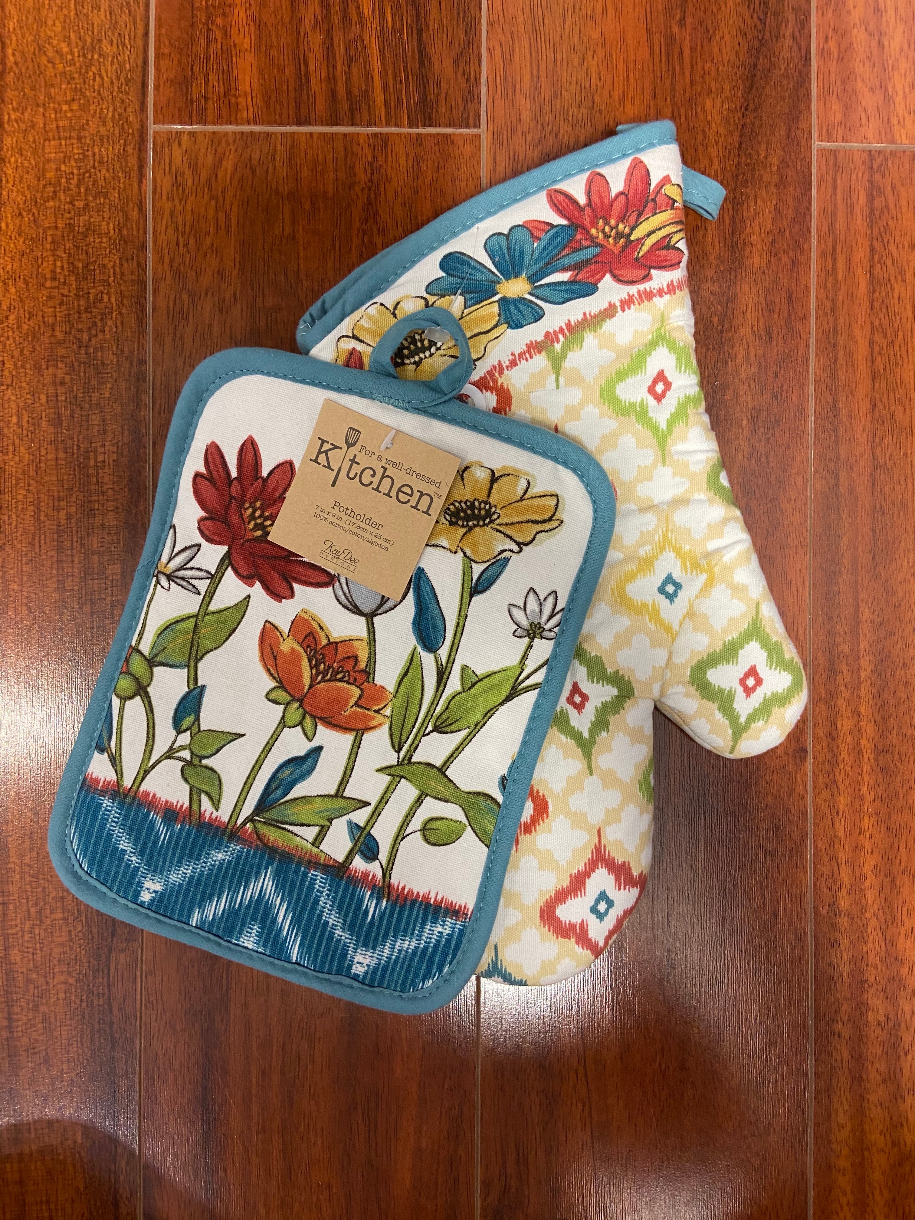 Floral Mitt + Pot Holder Set