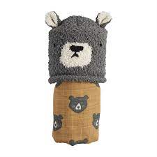 Bear Swaddle and Hat Set