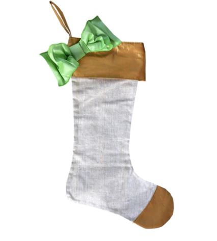 Metallic Bow Linen Stocking