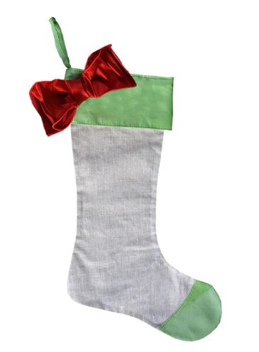 Metallic Bow Linen Stocking