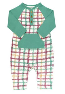Tinsel Plaid Henley Romper