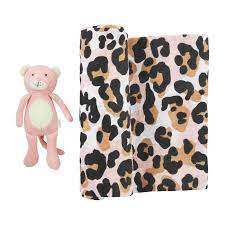Leopard Swaddle & Rattle
