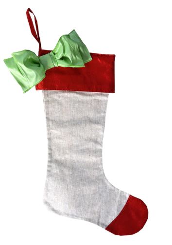 Metallic Bow Linen Stocking